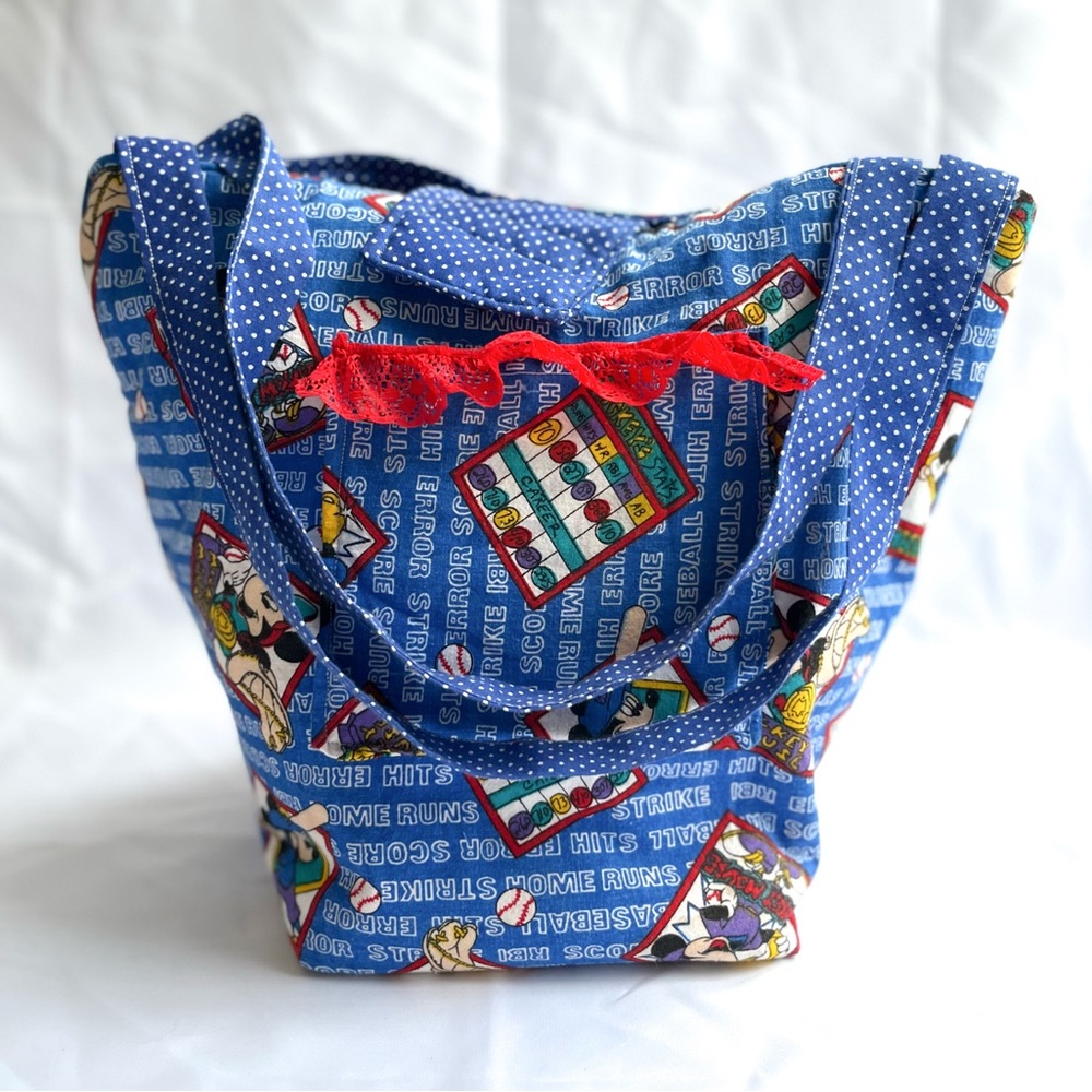 90s Vintage Fun Retro Mickey‎ Mouse Sports/Baseball Themed Tote/Bucket Bag